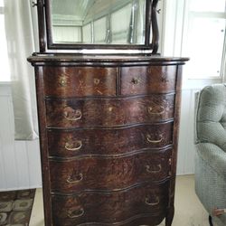 Antique Serpentine Tallboy Dresser