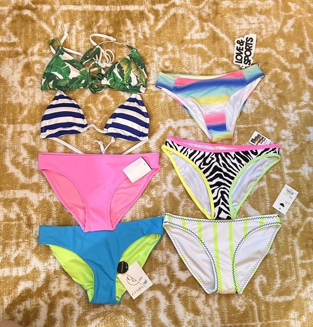 Lot Of 7 BNWT bikini Bottoms And 2 Tops