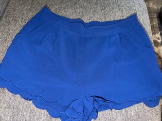 Blue Scalloped Shorts