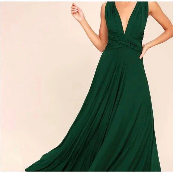 Lulus Tricks of the Trade Forest Green Maxi Bridesmaid Dress Convertible
