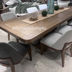 9 Pc Chestnut Dining Table Set Brand New In Box 