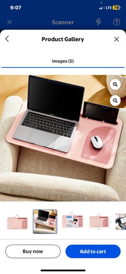 onn Lap Desk Portable Work Station  for 15.6" Laptops, Phone & Tablet, Pearl Blush