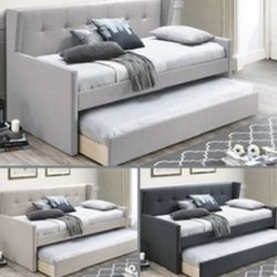 Twin/twin Size Grey Trundle With Orthopedic Mattress 