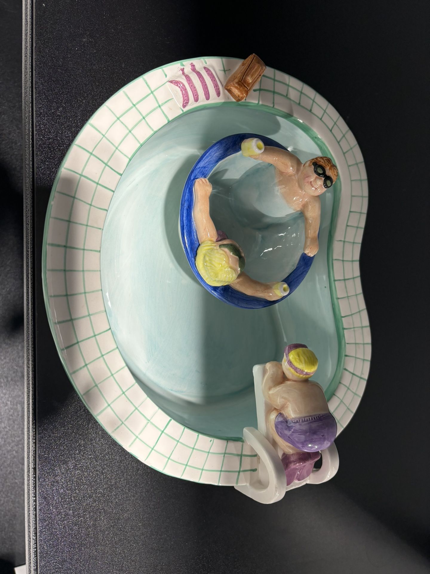 Vintage Lotus-Swim Pool & Hot Tub Chip “Take A Dip” Serving Ceramic Bowl Set