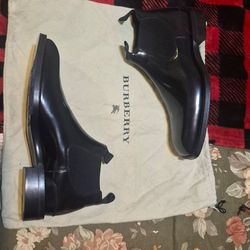 Burberry Black Leather Chelsea Boots - Daniel Lee Blue EKD Soles - 44