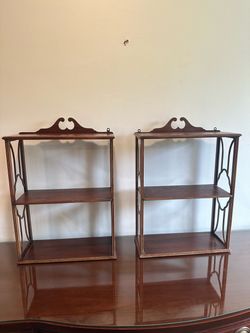 Pair of Antique Mahogany Fretwork Wall Shelves
