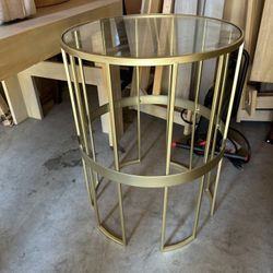 End Table, Mirrored And Gold
