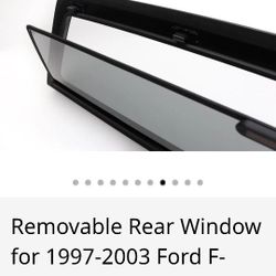 Removable "Breezer" Rear Window For Ford F150 1997 Through 2003 Truck
