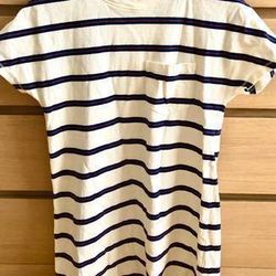 Women’s Dress Tunic Sleeveless Madewell White Striped Cotton Size XS