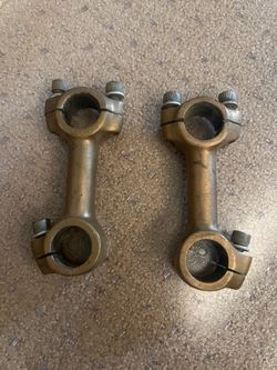 Vintage Brass 1” Handlebar Risers Pullback Clamps Chopper Bobber