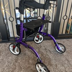 HEAO 4-Wheel Rollator Walker, w/all accessories (backrest, cup holder, cane holder, detachable bag)