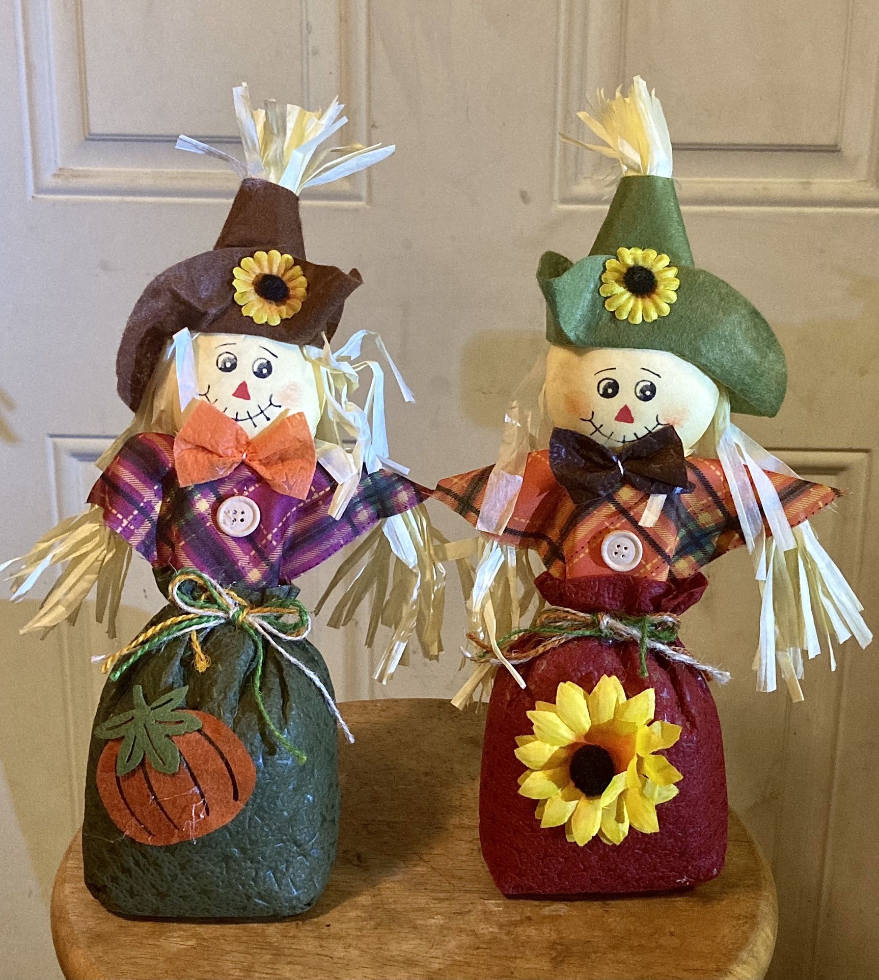 Pair of Standing Scarecrows for Autumn / Fall Decorating
