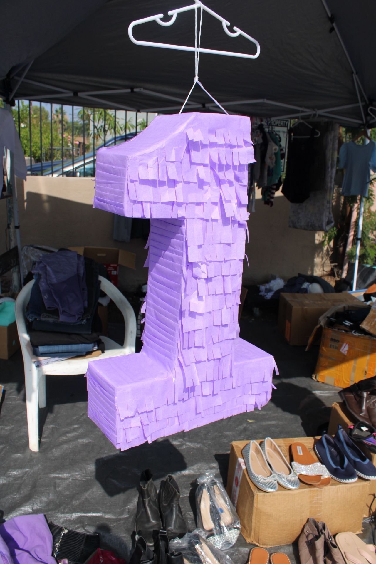 number 1 2ft purple birthday piñata 