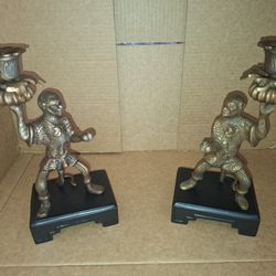 Vintage Brass Monkey Candle Holders
