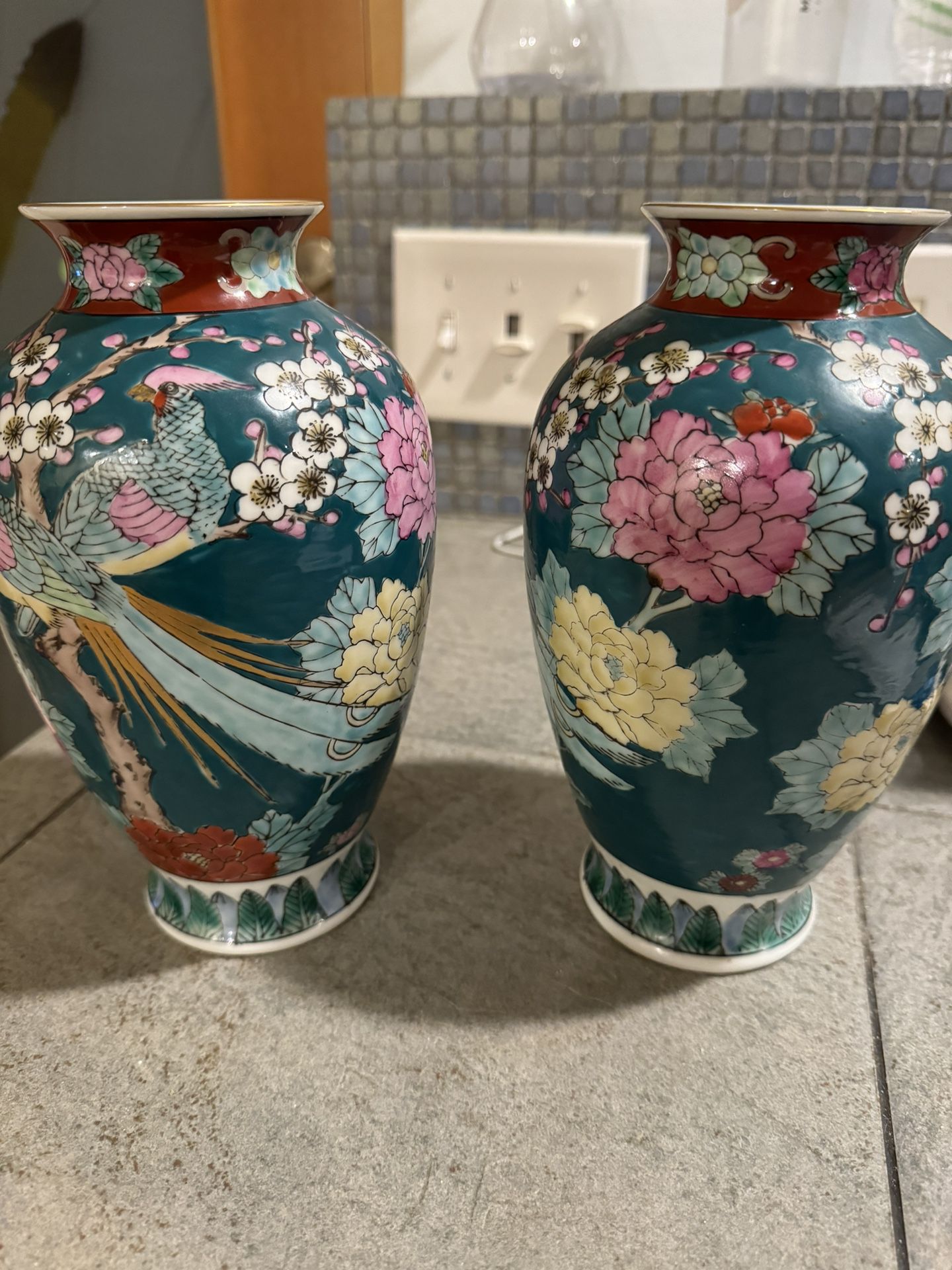 Vintage Japanese Floral Vases