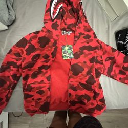 Bape Red Zip Up