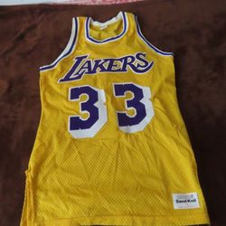 Vintage 80s-90s Sand Knit Kareem Abdul Jabbar Los Angeles Lakers Jersey 38 M