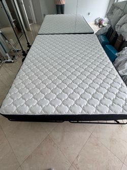 Used 2X. Sleepy’s Queen Size Mattress and Metal Frmae