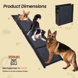  Foldable Dog Ramp for Car, Truck, SUV, Portable Pet Ramp for Large Dogs
