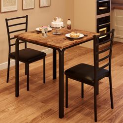 Dining Table for 2, Small Square kitchen Dinner Table Set for 2,Space Saving Wood Modern Dinette