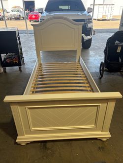 White Wood Twin Bed Frame