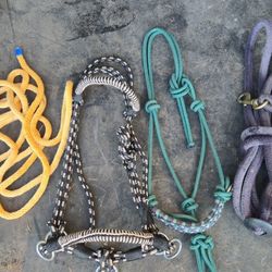 Rope Side-pull Bitless Bridles. Lunge Line and Mics.