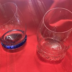 Set of 2 Di Sciacca Roly Poly Glass Handblown  Rocking Cocktail glass