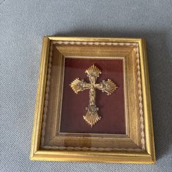 C.A. Richardson Boston Mass Gold Crucifix Framed Early 1930–1950