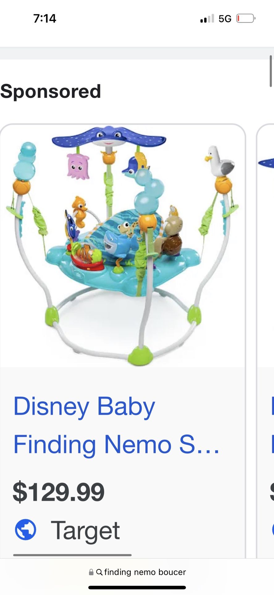 Brand New Finding Nemo Baby Activity Bouncing Chair 