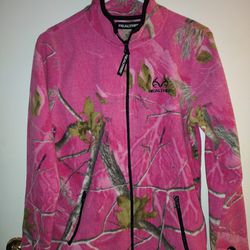 woman's realtree fleece zip up jacket pink camo