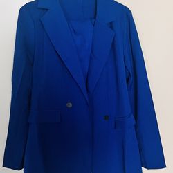 Royal Blue Two‑Piece Pant & Blazer Set – New