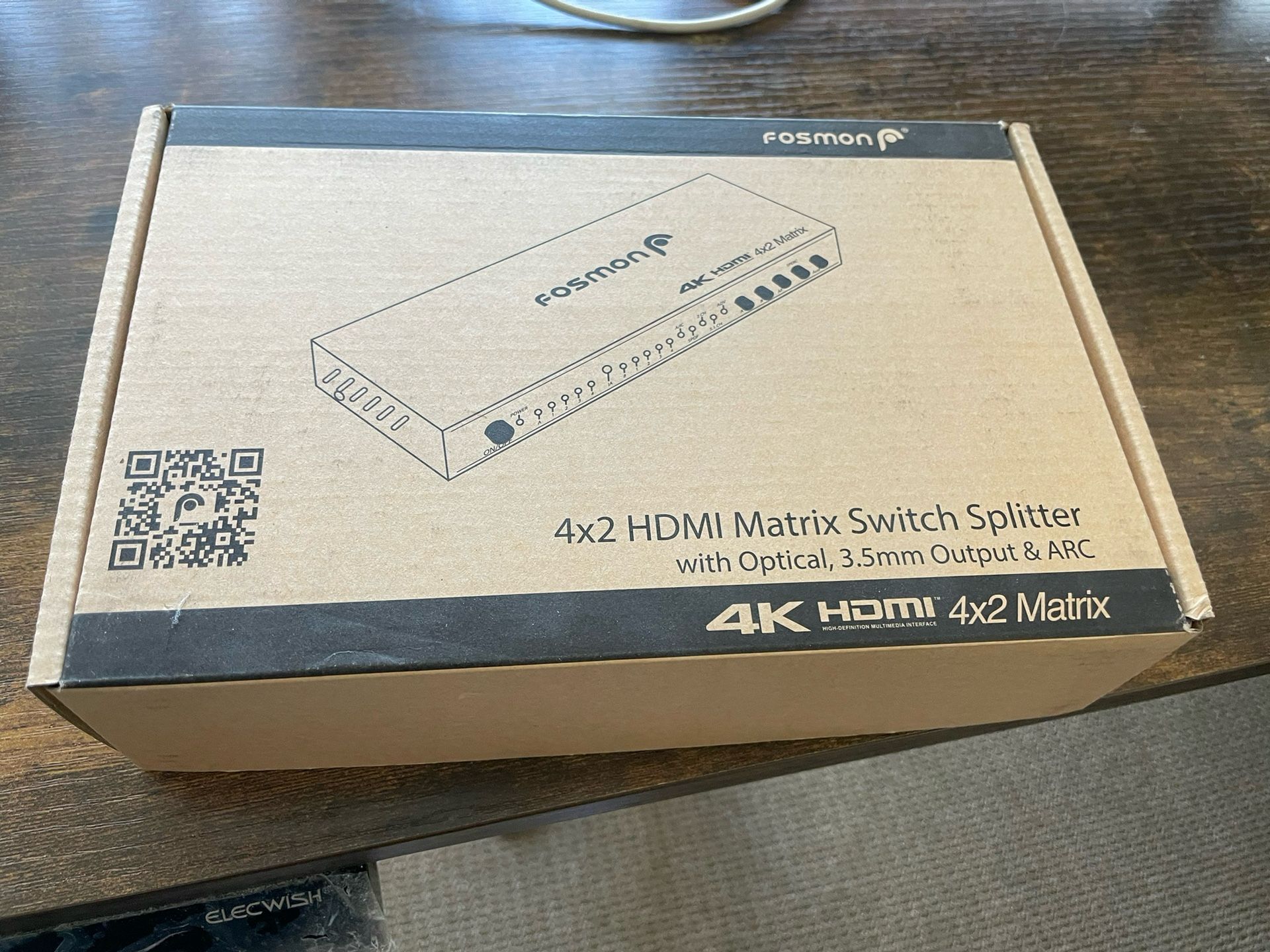 Fosmon 4×2 HDMI Matrix Switch/Splitter — 4 In / 2 Out, Remote