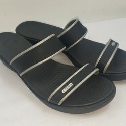 Crocs Women's Size 11 Black Sandals Slip on Casual Rubber Clog Shoes 