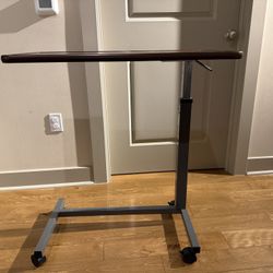 Adjustable Overbed Bedside Table With Wheels