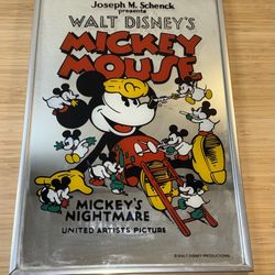 RARE Mickey's Nightmare” Walt Disney Distributing “Vintage Glass Mirror Frame”
