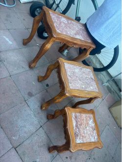 3 set marble wood tables