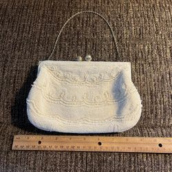 Vintage 1950 Ivory Beaded Clutch