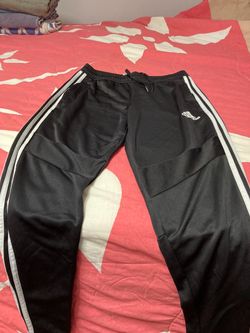 Adidas Black Track Pants with White Stripes