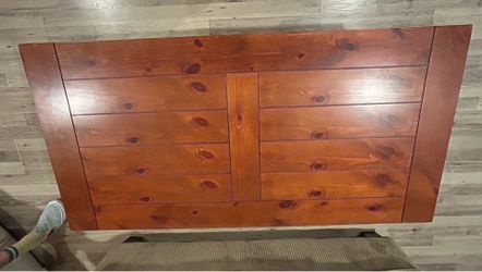Reddish brown plank coffee table