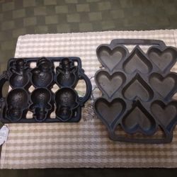 Cast Iron Hearts And Snowmen Pans
