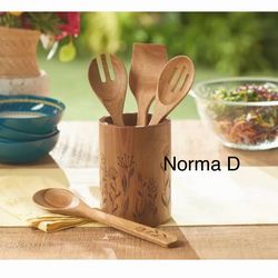 Set de 4 cucharas y organizador de madera nuevas en su caja 🌺 princess house 🌺