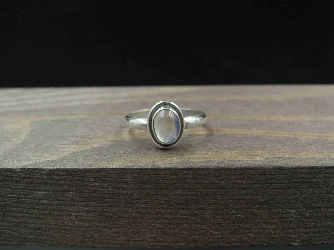 Size 3.75 Sterling Silver Tiny Moonstone Band Ring Vintage Statement Engagement Wedding Promise Anniversary Bridal Cocktail