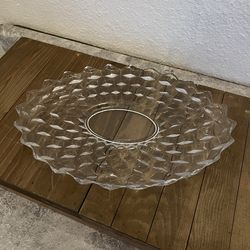 Vintage Fostoria Cubist Pattern Oval Glass Platter