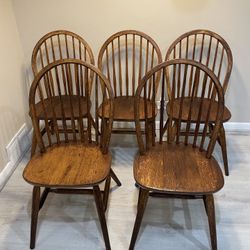 Vintage Mobilia Yugoslavia Windsor Chairs MCM Set of 5  Mid Century  / Rare