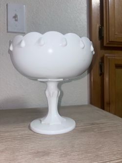 Milk Glass Pedestal Compote Bowl