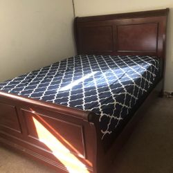 Queen Size Bed Frame, Wood Platform Bed Frame with Headboard