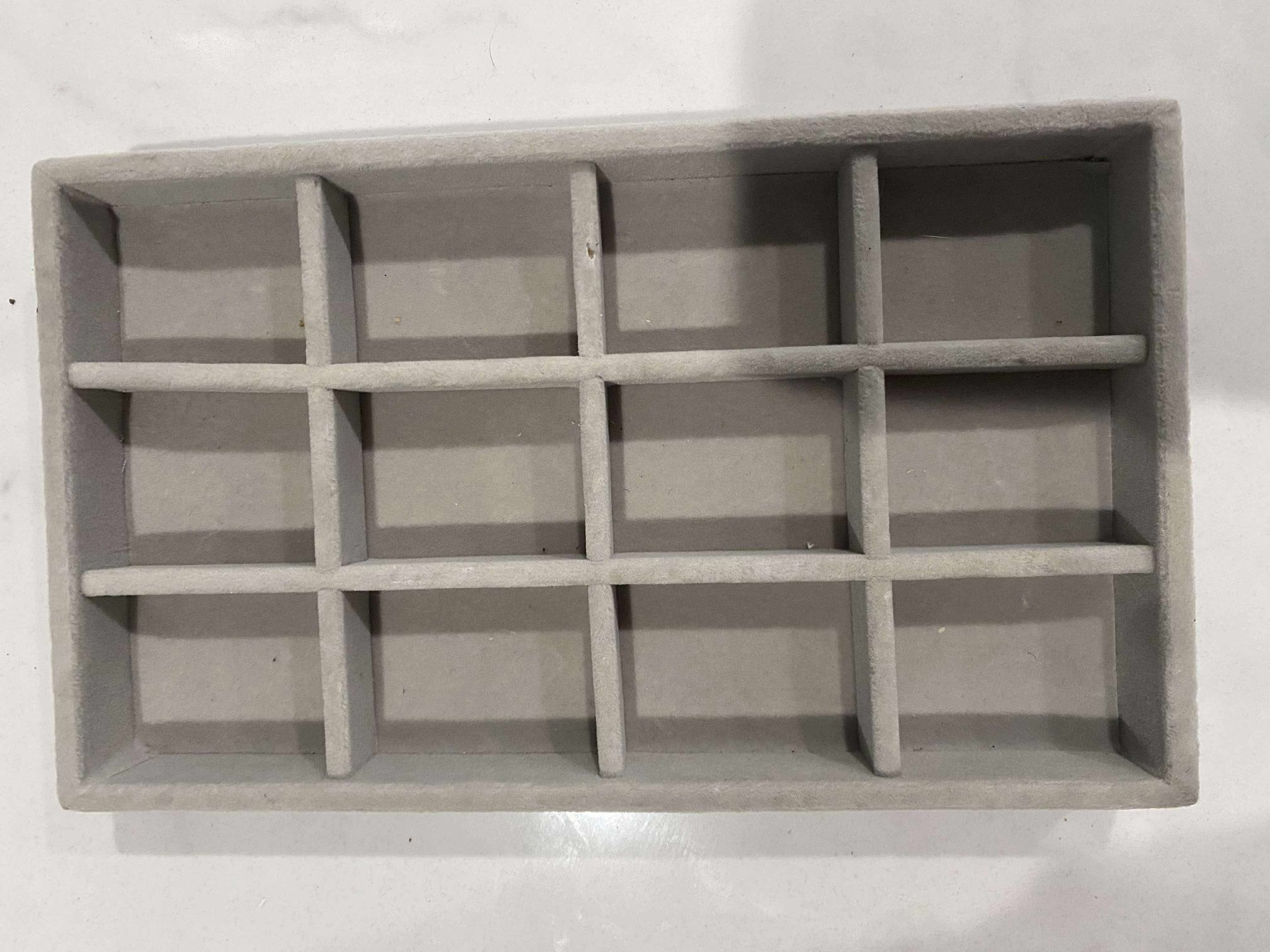 Gray Stackable Jewelry Display Tray Organizer, 12 Grids for Bracelets, 8 x 5