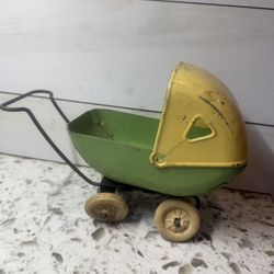 Antique Tin Wyandotte Doll Carriage 1930’s