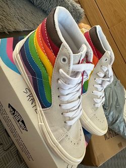 Vans Skate Sk8-Hi Pride White Multi Rainbow Size US Men's 5.5 Skateboarding 4 ALL