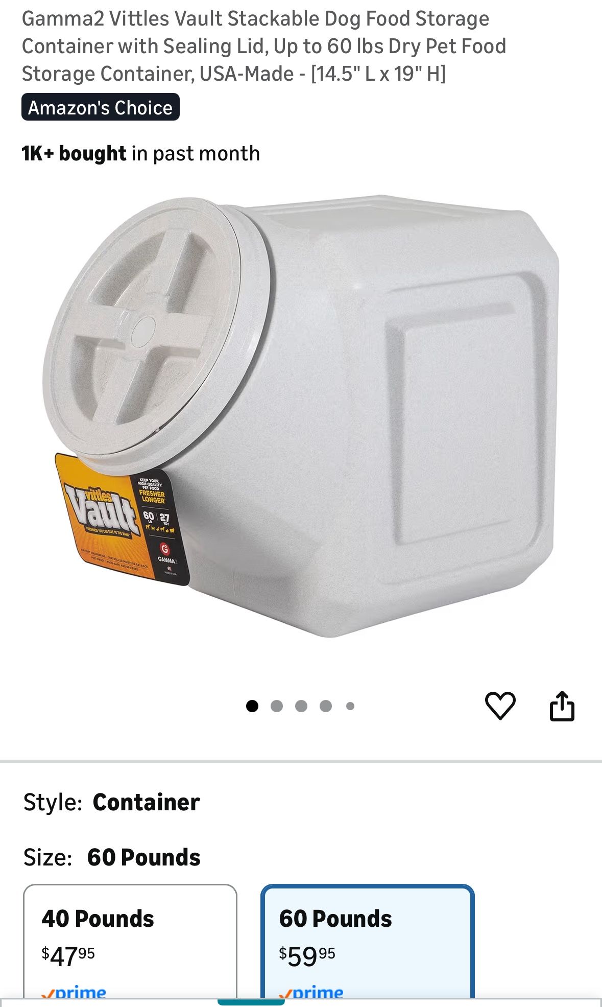 Gamma2 Vittles Vault Pet Food Container